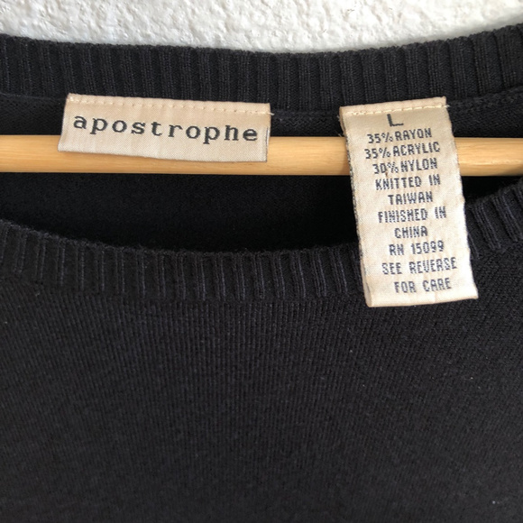 Apostrophe, Sz L Black Sweater Top - Picture 3 of 3